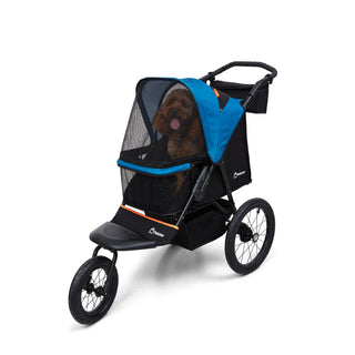 Palster Explorer All Terrain Dog Stroller – Durable Pet Pushchair Black & Harbour Blue