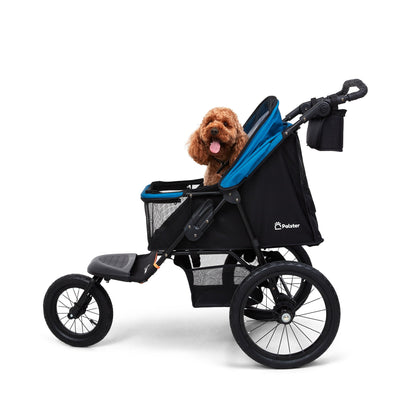 Palster Explorer All Terrain Dog Stroller – Durable Pet Pushchair Black & Harbour Blue
